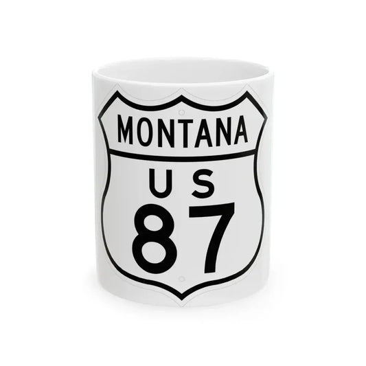 US 87 Montana 1948 (Montana) (Road Sign) White Coffee Mug 11oz - Go Mug Yourself