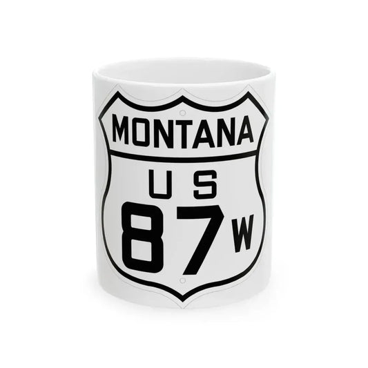 US 87W Montana 1926 (Montana) (Road Sign) White Coffee Mug 11oz - Go Mug Yourself
