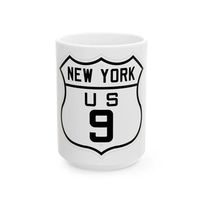 US 9 New York 1926 (New York) (Road Sign) White Coffee Mug 15oz - Go Mug Yourself