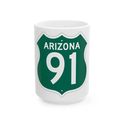 US 91 Arizona 1956 South (Arizona) (Road Sign) White Coffee Mug 15oz - Go Mug Yourself