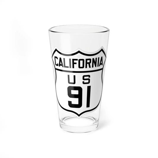 US 91 California 1926 (California) (Road Sign) Pint Glass 16oz 16oz - Go Mug Yourself