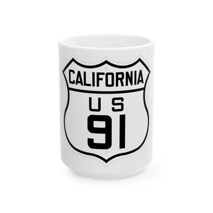 US 91 California 1926 (California) (Road Sign) White Coffee Mug 15oz - Go Mug Yourself