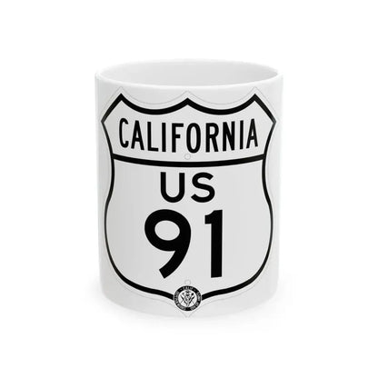 US 91 California 1948 (California) (Road Sign) White Coffee Mug 11oz - Go Mug Yourself
