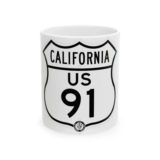 US 91 California 1948 (California) (Road Sign) White Coffee Mug 11oz - Go Mug Yourself