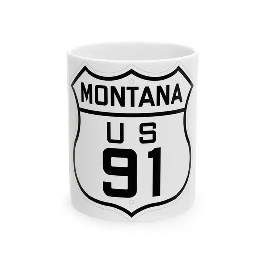 US 91 Montana 1926 (Montana) (Road Sign) White Coffee Mug 11oz - Go Mug Yourself