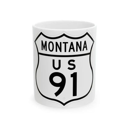US 91 Montana 1948 (Montana) (Road Sign) White Coffee Mug 11oz - Go Mug Yourself