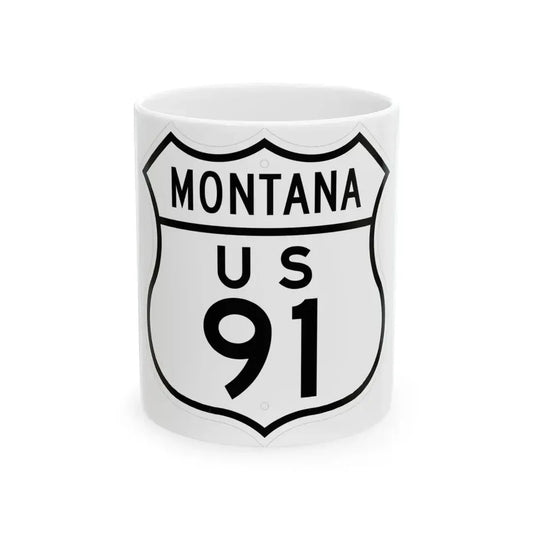 US 91 Montana 1948 (Montana) (Road Sign) White Coffee Mug 11oz - Go Mug Yourself