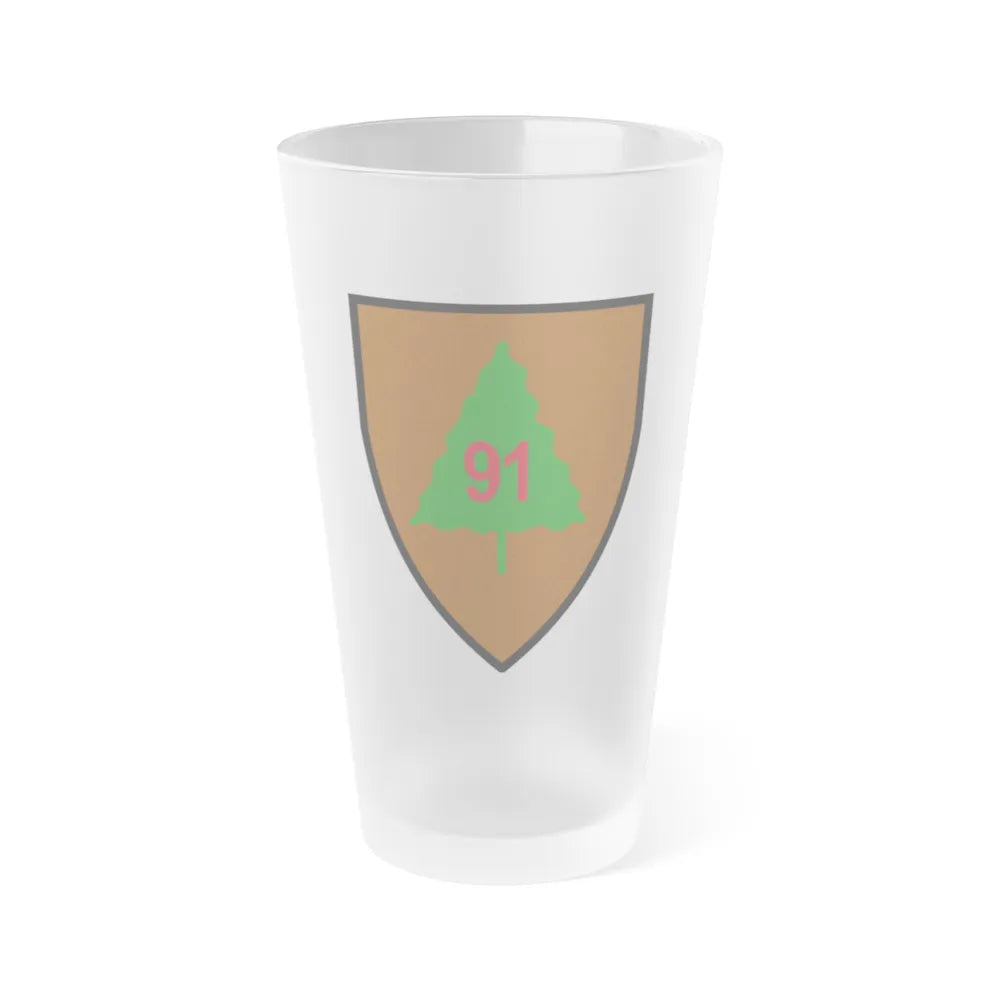 US 91st Infantry Division (U.S. Army) Frosted Pint Glass 16oz-Go Mug Yourself