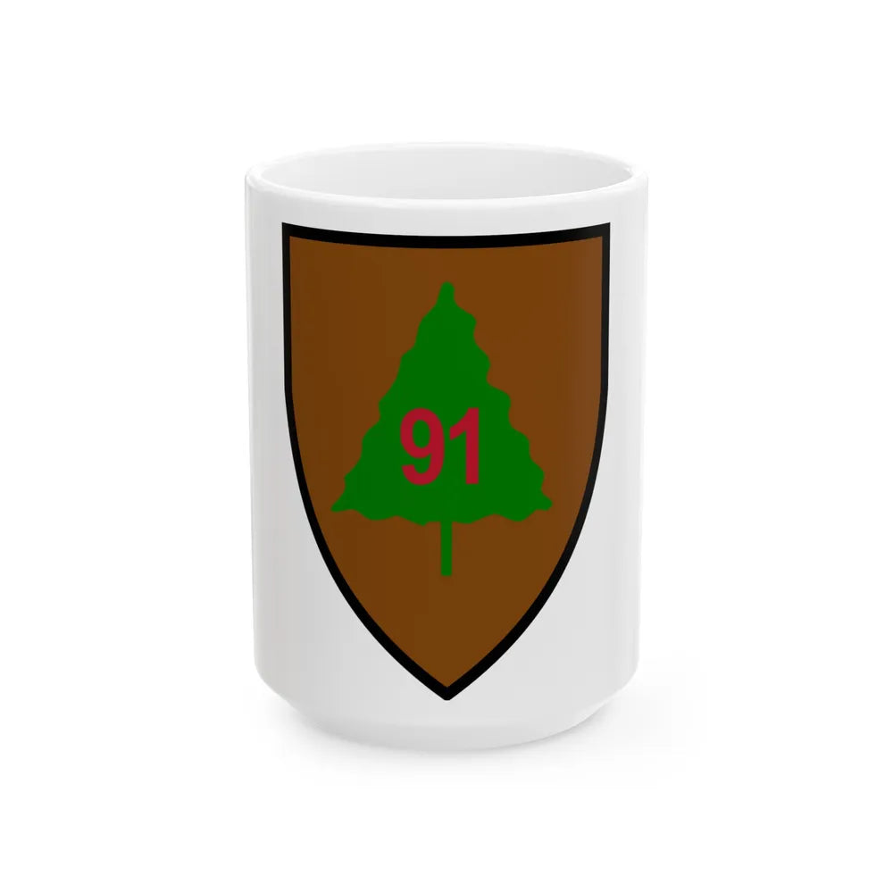 US 91st Infantry Division (U.S. Army) White Coffee Mug-15oz-Go Mug Yourself