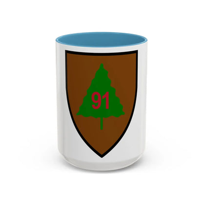 US 91st Infantry Division (U.S. Army) Accent Coffee Mug 15oz Light Blue - Go Mug Yourself