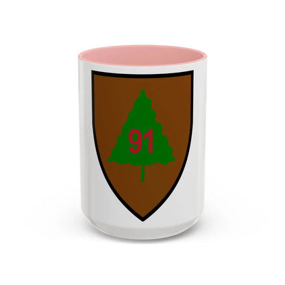 US 91st Infantry Division (U.S. Army) Accent Coffee Mug 15oz Pink - Go Mug Yourself