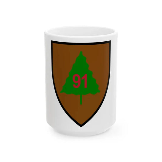 US 91st Infantry Division (U.S. Army) White Coffee Mug 15oz - Go Mug Yourself