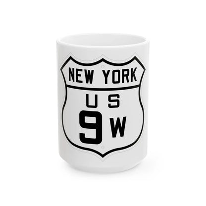 US 9W New York 1926 (New York) (Road Sign) White Coffee Mug 15oz - Go Mug Yourself