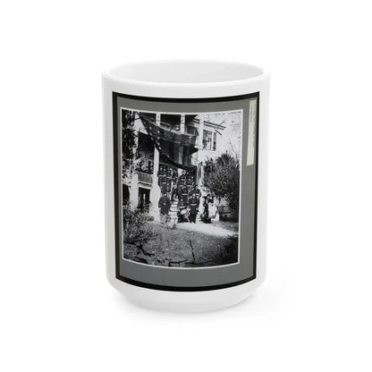 U.S. Army Band Standing On Steps (U.S. Civil War) White Coffee Mug 15oz - Go Mug Yourself
