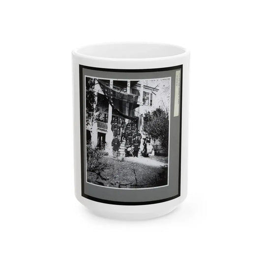 U.S. Army Band Standing On Steps (U.S. Civil War) White Coffee Mug 15oz - Go Mug Yourself