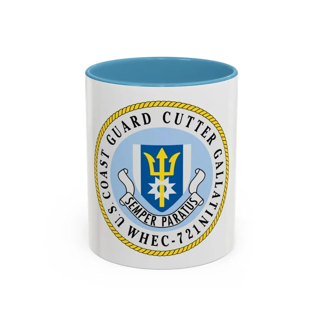 US Coast Guard Cutter Gallatin WHEC 721 (U.S. Coast Guard) Accent Coffee Mug 11oz Light Blue - Go Mug Yourself