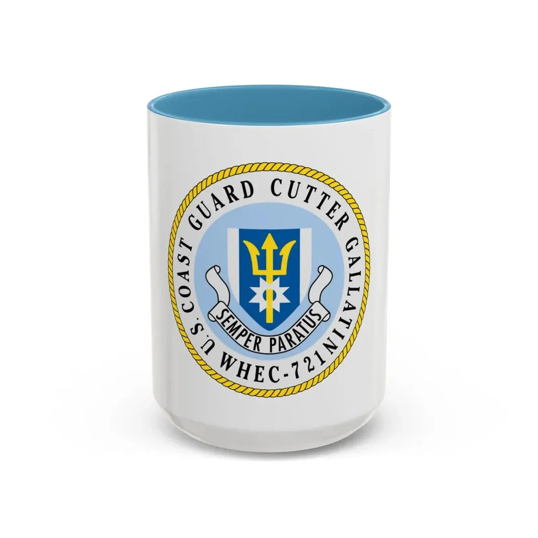 US Coast Guard Cutter Gallatin WHEC 721 (U.S. Coast Guard) Accent Coffee Mug 15oz Light Blue - Go Mug Yourself