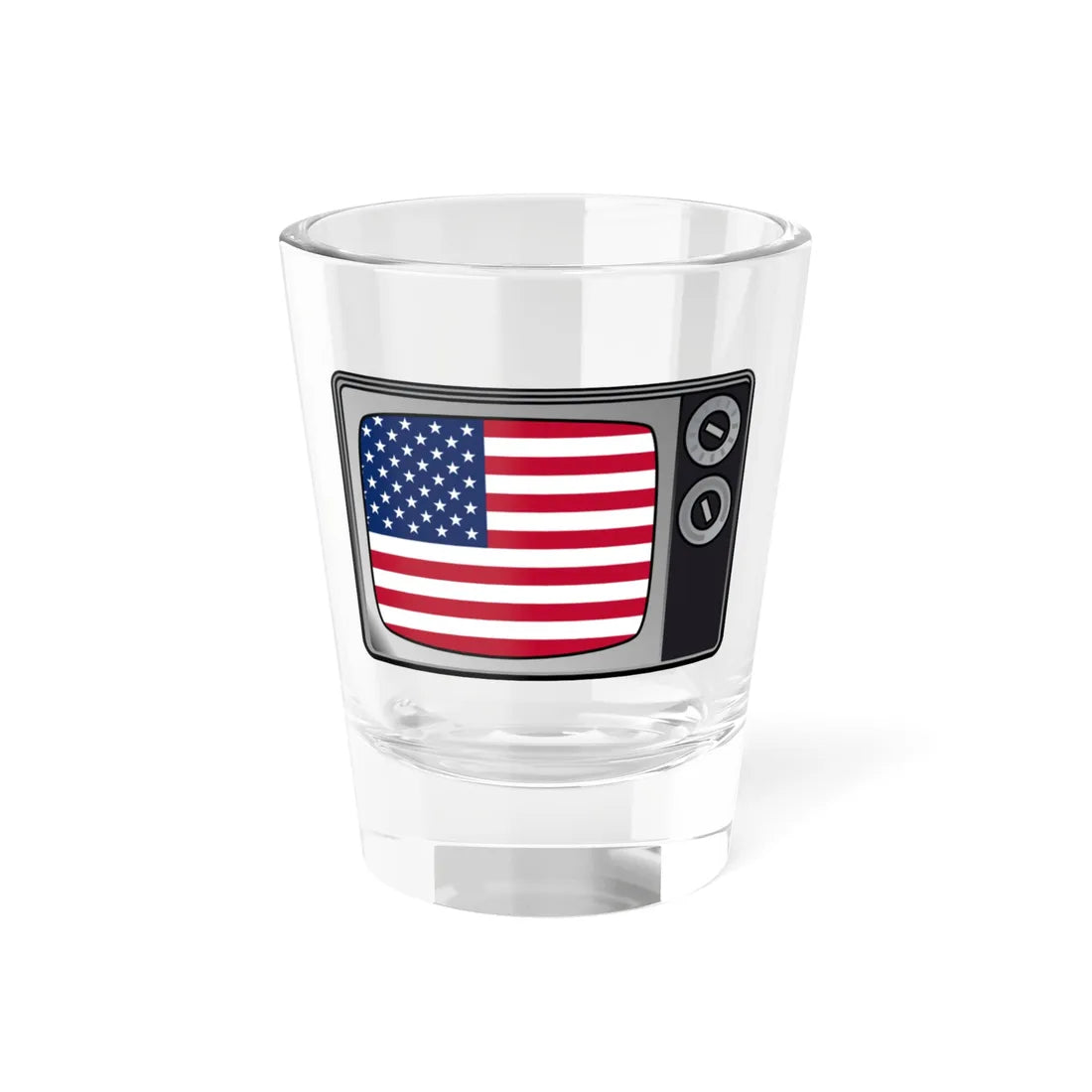 U.S. flag on television (United States) Shot Glass 1.5oz 1.5oz - Go Mug Yourself
