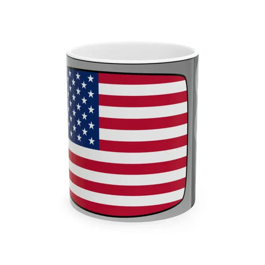 U.S. flag on television (United States) White Coffee Mug 11oz - Go Mug Yourself