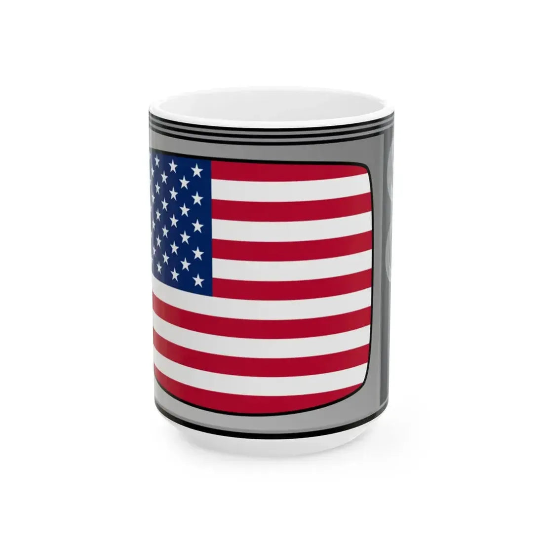 U.S. flag on television (United States) White Coffee Mug 15oz - Go Mug Yourself