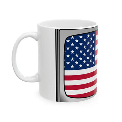 U.S. flag on television (United States) White Coffee Mug - Go Mug Yourself