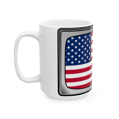 U.S. flag on television (United States) White Coffee Mug - Go Mug Yourself