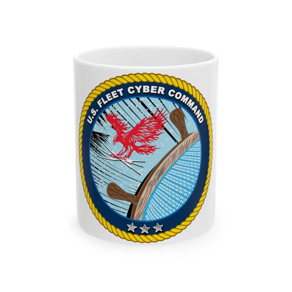 US Fleet Cyber Command (U.S. Navy) White Coffee Mug-11oz-Go Mug Yourself