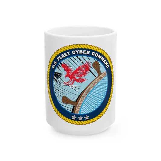 US Fleet Cyber Command (U.S. Navy) White Coffee Mug 15oz - Go Mug Yourself