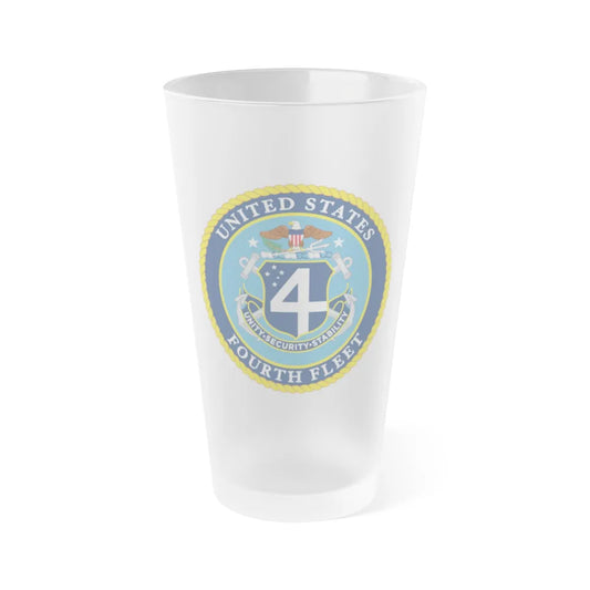 US Fourth Fleet (U.S. Navy) Frosted Pint Glass 16oz-Go Mug Yourself