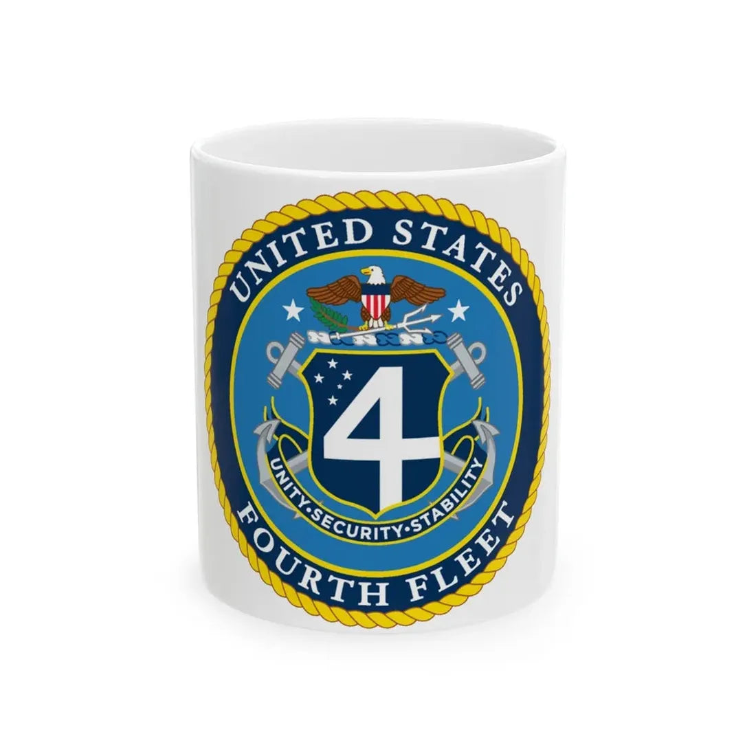 US Fourth Fleet (U.S. Navy) White Coffee Mug 11oz - Go Mug Yourself