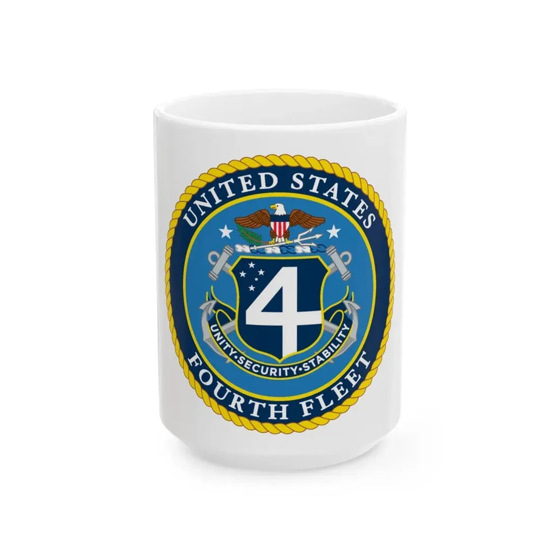 US Fourth Fleet (U.S. Navy) White Coffee Mug 15oz - Go Mug Yourself