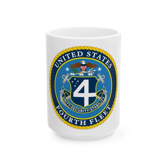 US Fourth Fleet (U.S. Navy) White Coffee Mug 15oz - Go Mug Yourself