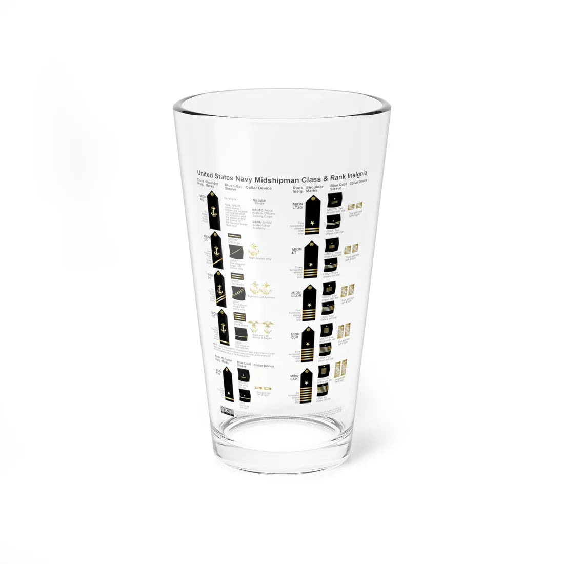US Midshipman Insignia (United States) (Military Rank) Pint Glass 16oz 16oz - Go Mug Yourself