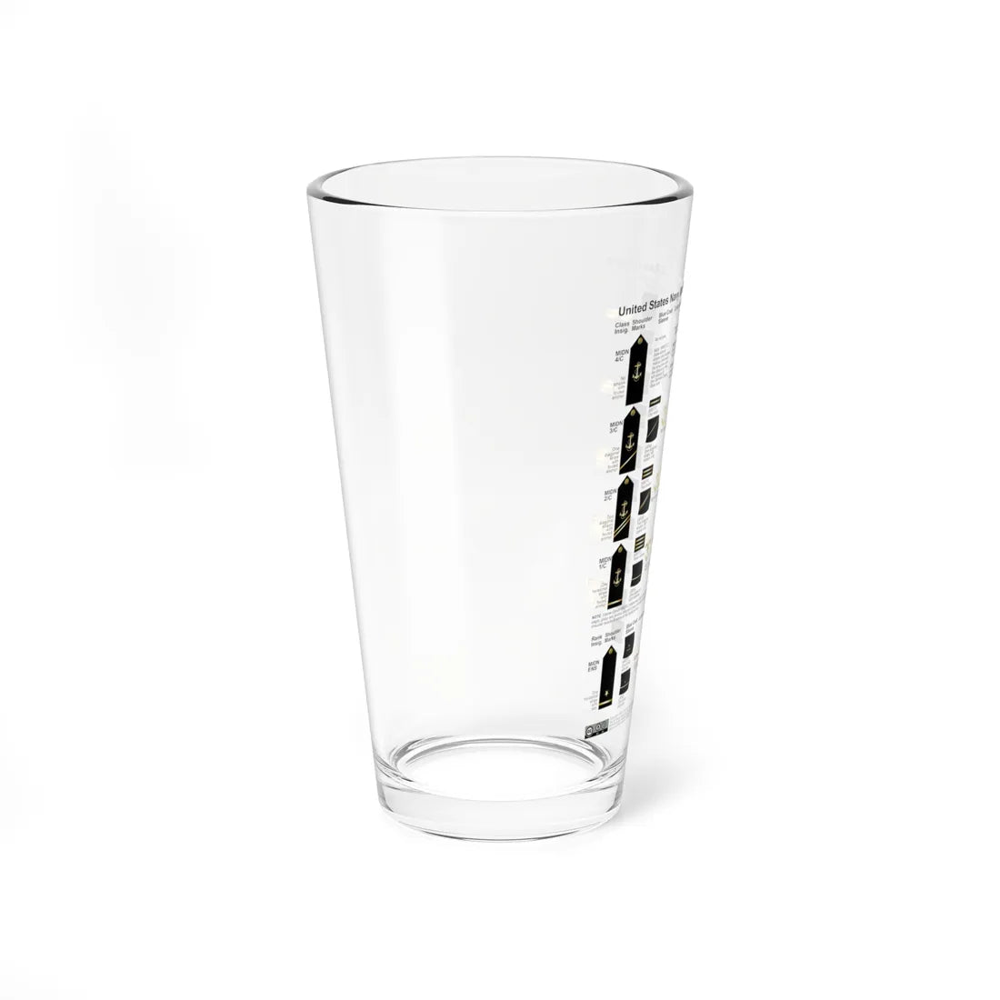 US Midshipman Insignia (United States) (Military Rank) Pint Glass 16oz - Go Mug Yourself