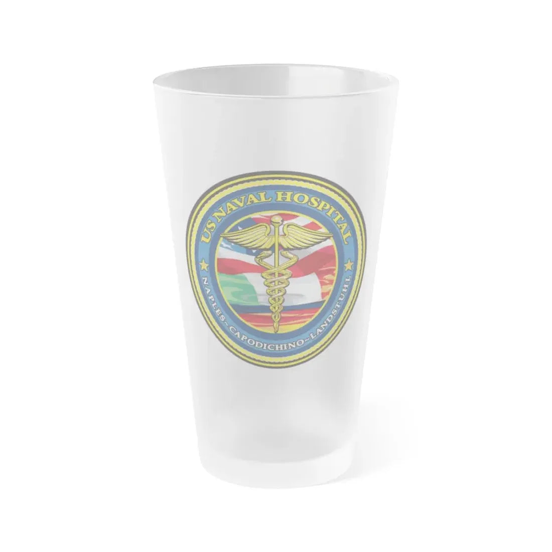 US Naval Hospital Naples Capodichino Landstul (U.S. Navy) Frosted Pint Glass 16oz Default Title - Go Mug Yourself