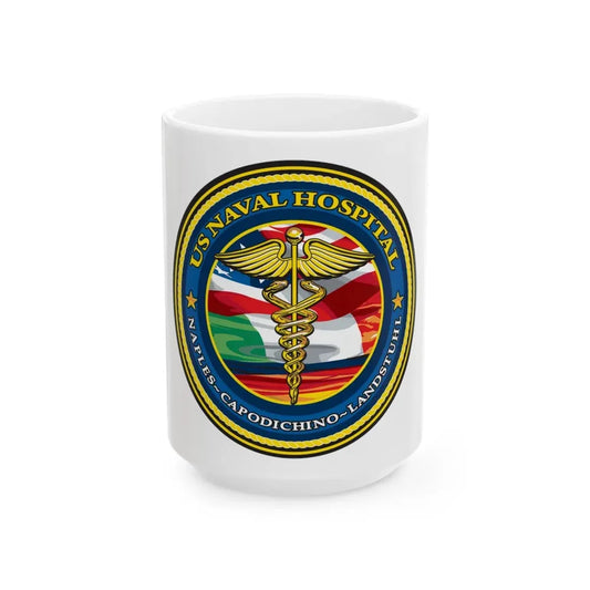 US Naval Hospital Naples Capodichino Landstul (U.S. Navy) White Coffee Mug 15oz - Go Mug Yourself