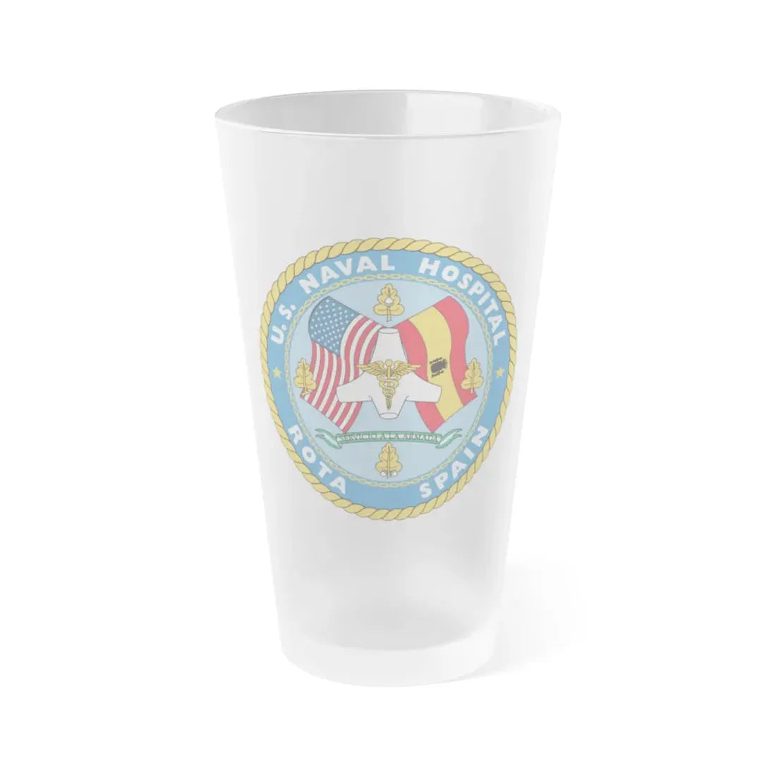 US Naval Hospital Rota Spain (U.S. Navy) Frosted Pint Glass 16oz Default Title - Go Mug Yourself