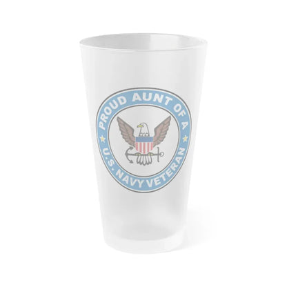 US Navy Veteran Proud Aunt (U.S. Navy) Frosted Pint Glass 16oz Default Title - Go Mug Yourself