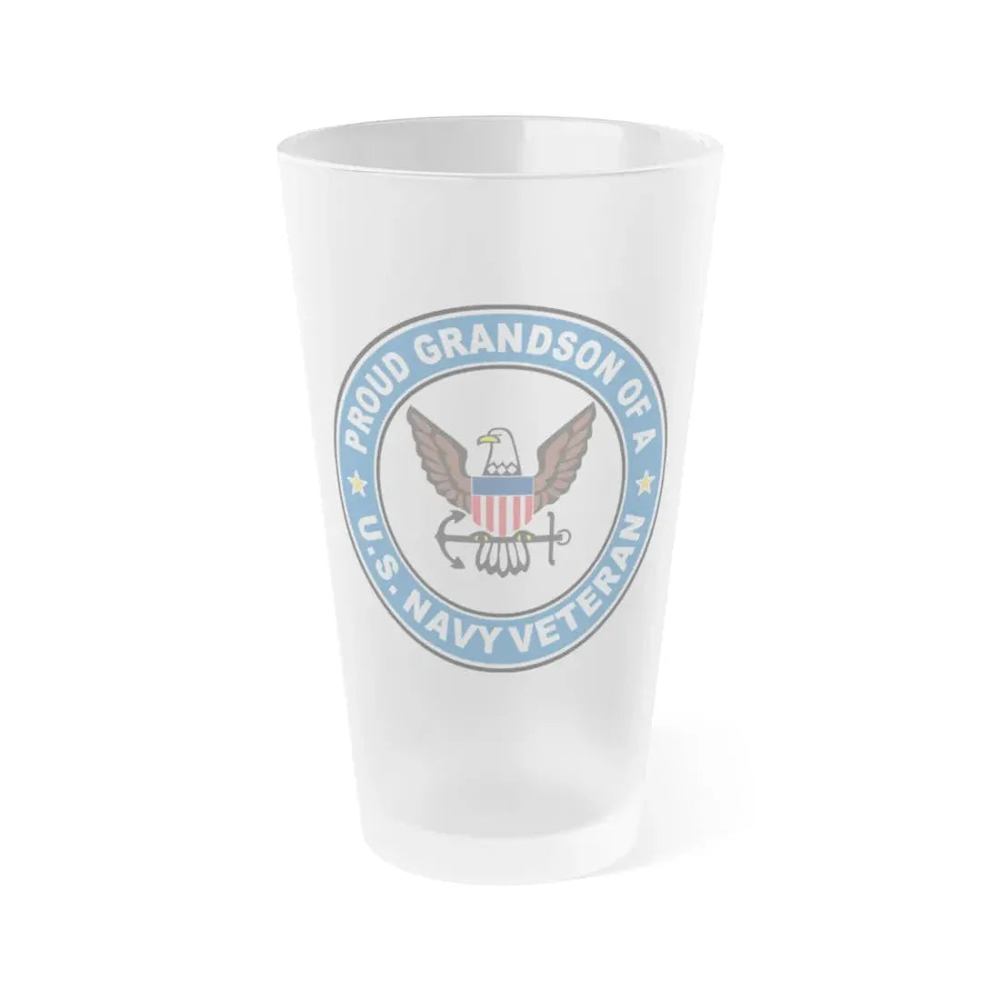 US Navy Veteran Proud Grandson (U.S. Navy) Frosted Pint Glass 16oz Default Title - Go Mug Yourself