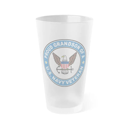 US Navy Veteran Proud Grandson (U.S. Navy) Frosted Pint Glass 16oz Default Title - Go Mug Yourself