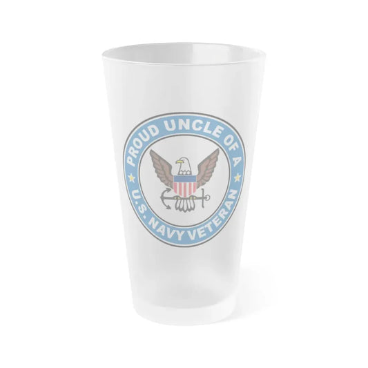 US Navy Veteran Proud Uncle (U.S. Navy) Frosted Pint Glass 16oz Default Title - Go Mug Yourself