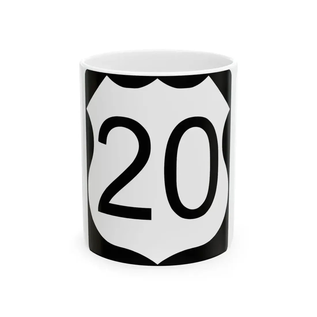 US Route 20 in Illinois Road Sign (Illinois) (Road Sign) White Coffee Mug 11oz - Go Mug Yourself