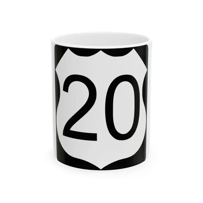 US Route 20 in Illinois Road Sign (Illinois) (Road Sign) White Coffee Mug 11oz - Go Mug Yourself