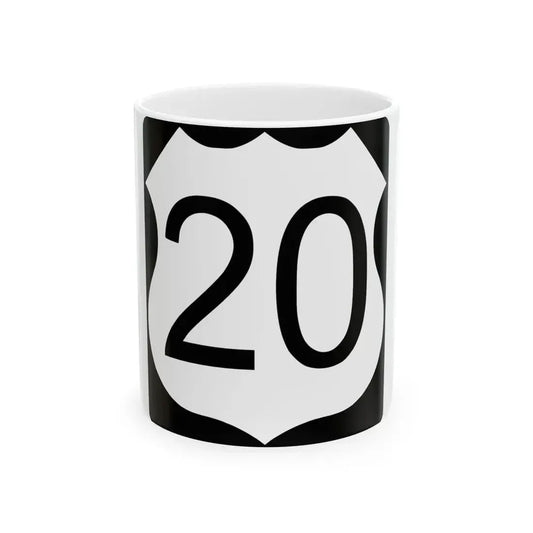 US Route 20 in Illinois Road Sign (Illinois) (Road Sign) White Coffee Mug 11oz - Go Mug Yourself