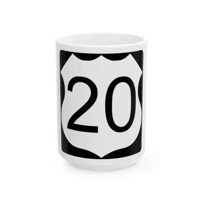 US Route 20 in Illinois Road Sign (Illinois) (Road Sign) White Coffee Mug 15oz - Go Mug Yourself