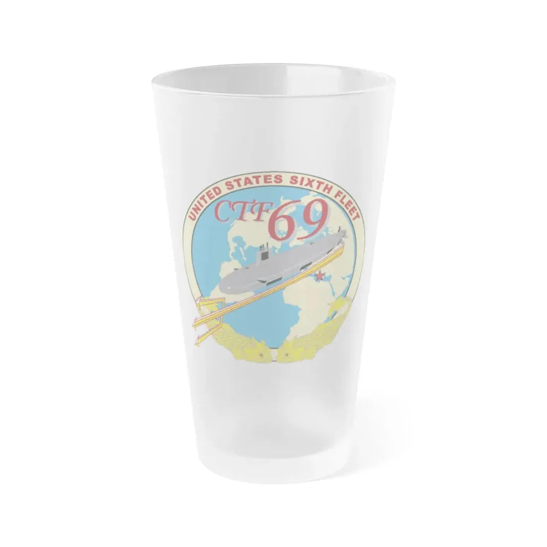 US Sixth Fleet CTF 69 (U.S. Navy) Frosted Pint Glass 16oz Default Title - Go Mug Yourself