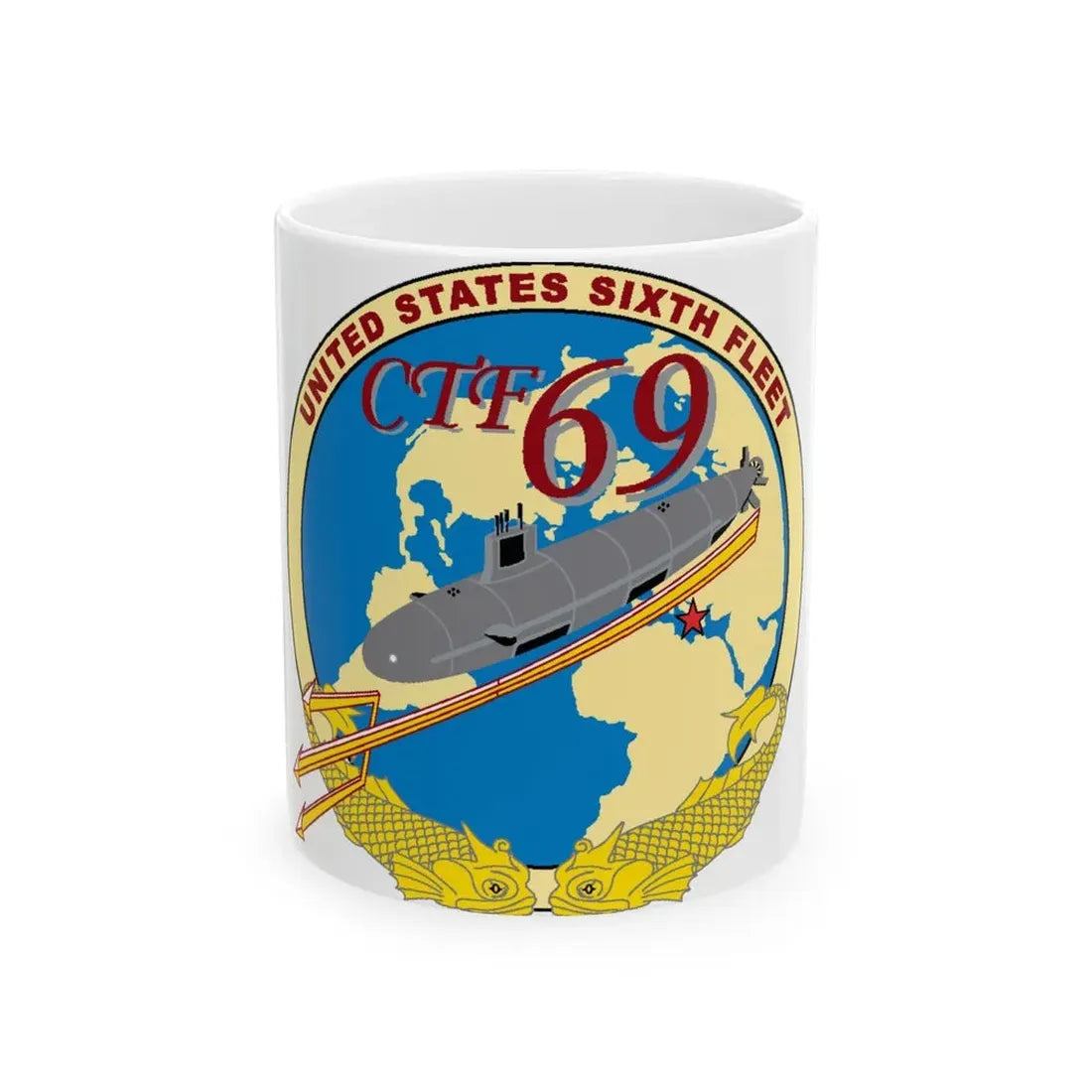 US Sixth Fleet CTF 69 (U.S. Navy) White Coffee Mug 11oz - Go Mug Yourself