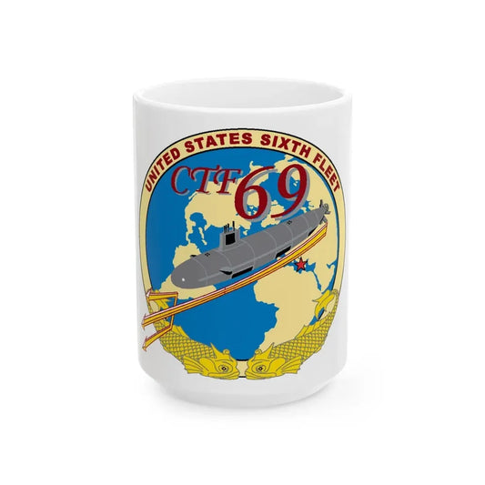 US Sixth Fleet CTF 69 (U.S. Navy) White Coffee Mug 15oz - Go Mug Yourself