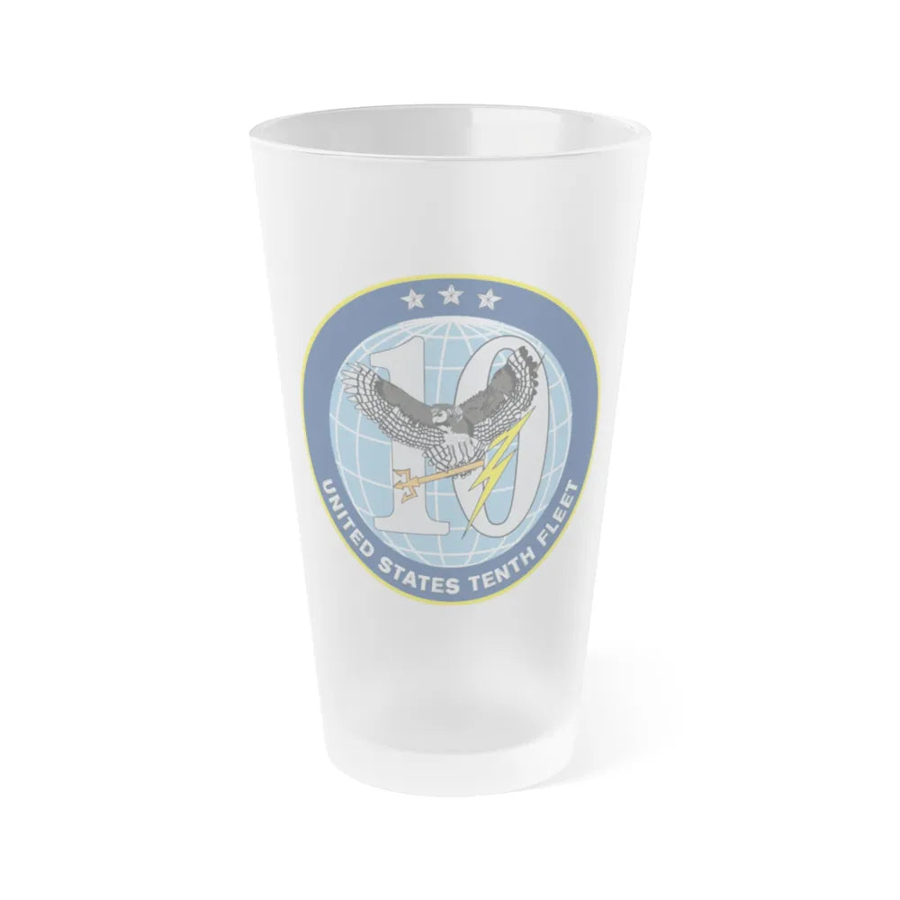 US Tenth Fleet (U.S. Navy) Frosted Pint Glass 16oz-Go Mug Yourself