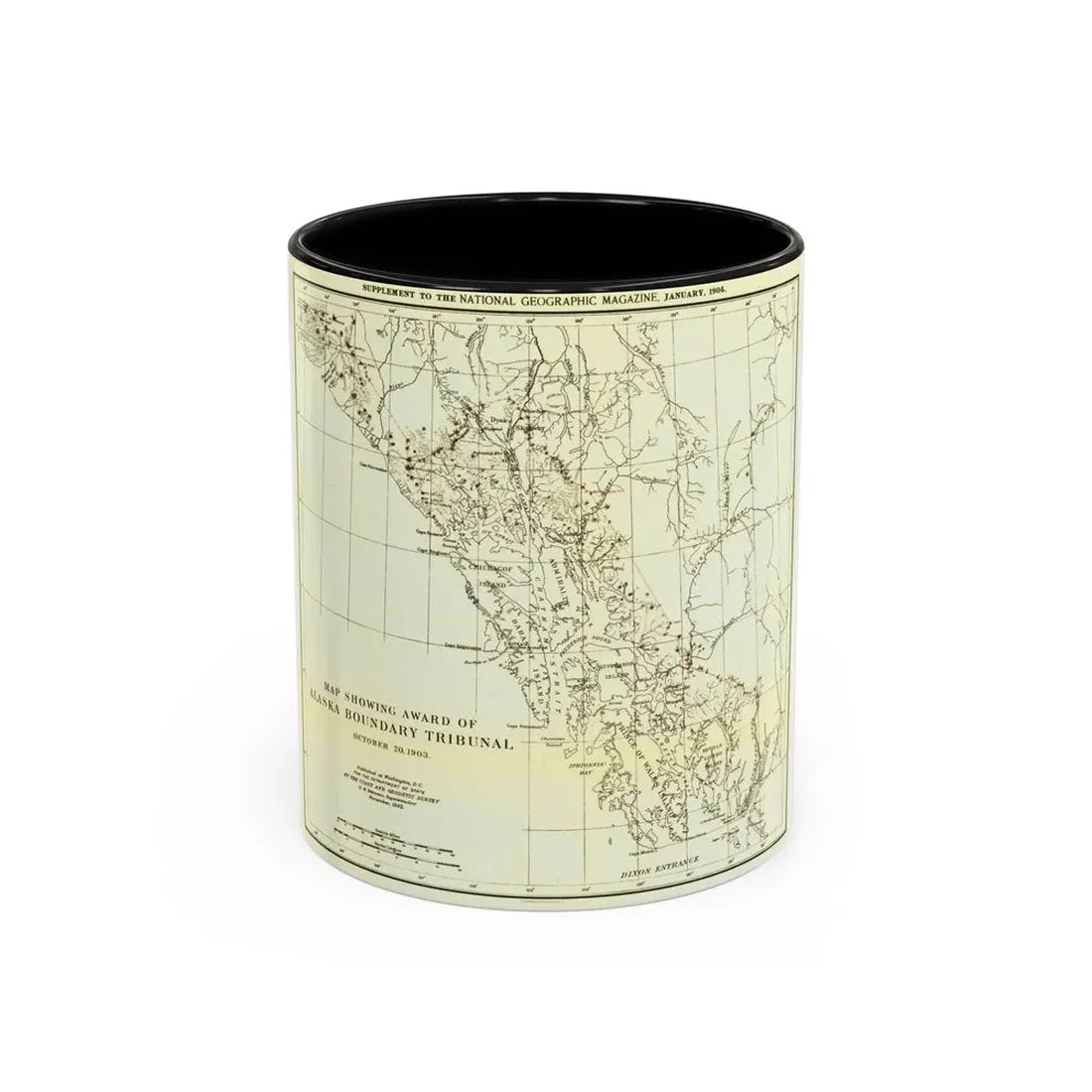 USA - Alaska (1903) (Map) Accent Coffee Mug 11oz Black - Go Mug Yourself
